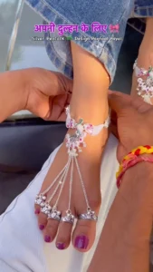 Bridal Silver Peacock Design Pagfool Payal – Traditional Five-Toe Ring Attached Anklet with Meenakari and Ghungroo Accents for Brides and Festive Wear