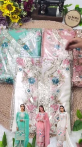 Radiant Pastel Silk Kurta Set with Intricate Floral Sequin Embroidery and Matching Dupatta