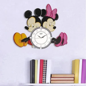 CIRCADIAN Ajanta Wooden Handpainted Designer Wall Clock for Living Room | Decorative Multicolour Analog Wall Clock for Home, Bedroom & Office | Silent Movement | Unique Cartoon Design