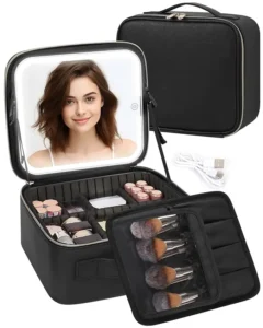 Makeup Bag With LED Mirror, Travel Makeup Case with Light up Mirror