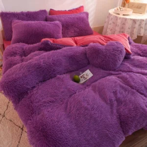 Warm and Elegant Fluffy Plush Fleece 4 Pieces Bedding Set