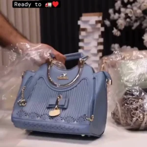 Designer Bridal Handbag with Pleated Texture and Metallic Accents
