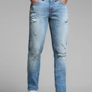 Men Slim Low Rise Light Blue Jeans