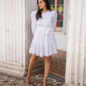 White Rangaa Re Sania Pure Linen Dress