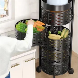 Rotating Storage Rack for Kitchen Potato Storage Rotating Shelf Fruit Rack Vegetable Rack Rotating Fruit Basket Rotating Storage Rack