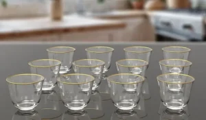 Orchid 12Pcs Glass Cawa Cups Set 70ML, Glass Tea and Coffee Cups Set, Heat-Resistant Turkish Tea Cups, Espresso Glassware for Hot Drinks, Drinkware Set, Coffee Mugs for Hot Beverages