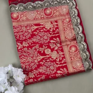TRENDING TWO TONE CHIFFON LACE BORDER SAREE WITH EMBROIDERY STITCHED BLOUSE