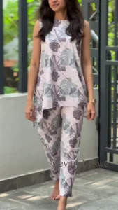 ???? Tropical Breeze Sleeveless Co-ord Set – Light, Breezy & Stylish