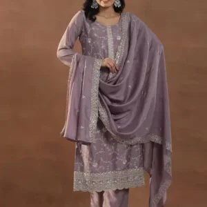 Elegant Lavender Embroidered Kurta Set with Dupatta you want like more festive, casual premium kurta sets for women