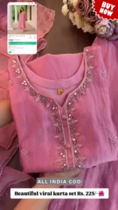 Elegant Pink Organza Kurta Set with Mirror Work Embroidery | Luxury 3-Piece Ethnic Salwar Kameez Suit for Festivals, Weddings, and Party Wear