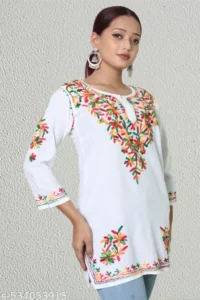 Womens Lucknowi chikankari Rayon premium Top and Tunic
