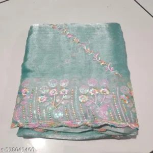 Sequins Embroidered Jimmy Cho Saree || Zimmy Choo Sequins Embroidered Saree With blouse || jimmy Chu Silk Saree With Sequence Work With Fancy Cut Work Border