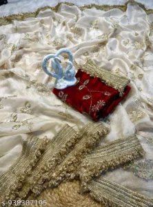 BEAUTIFUL SPACE SILK SQUANCE EMBOIRDERY HAVEY WORK BEAUTIFUL JHALAR LACE
