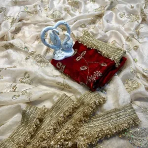 BEAUTIFUL SPACE SILK SQUANCE EMBOIRDERY HAVEY WORK BEAUTIFUL JHALAR LACE