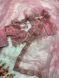 Handloom Saree Partywear ,Dori And Sequins Work With Heavy Hand Work Lace Border