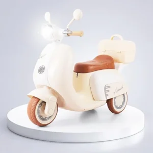 Little Rides Lambretta Scooter | Rechargeable Battery Operated Ride-On Bike for Kids | Ages 2 to 5 Years | Premium Ride-On Toy Bike for Toddlers - Children - (Cream)