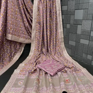 ZF New Popular & Premium Quality & Beautiful Embroidery Work Vichitra Silk Saree With Blouse collocation || Saree For Women || Women Sari || Festive Saree || Wedding Saree For Women ||