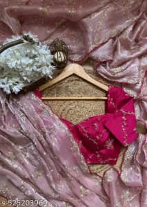 DESIGNE JIMYCHHO SILK PINK COLOUR SAREEE WITH JARI WOEK AND UNSTICHED BLOUSE