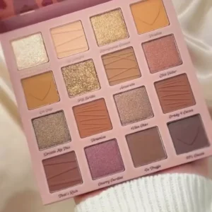 Heart-Themed Chocolate Infusion 16-Pan Eyeshadow Palette – Rich Cocoa, Warm Caramel & Berry Tones