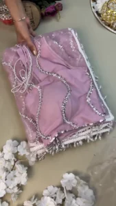 Elegant Pink Embroidered Georgette Saree for Women Wedding Wear with Stylish Ethnic Wear