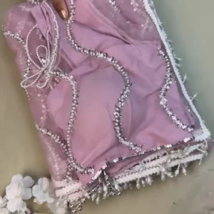 Elegant Pink Embroidered Georgette Saree for Women Wedding Wear with Stylish Ethnic Wear