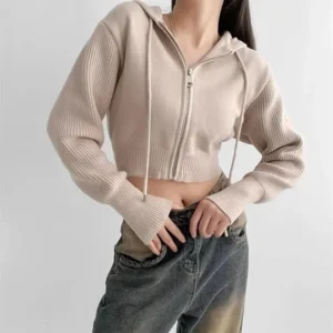 Hooded Zipper High-Waisted Short