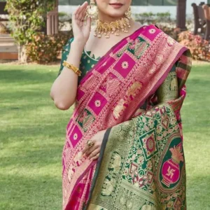 cotton silk jacquard saree with unstitched blouse